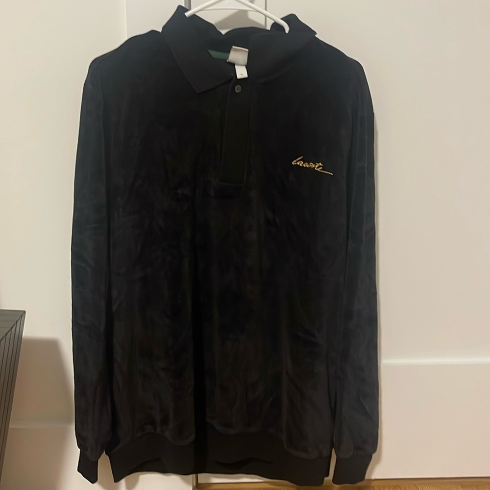 Lacoste Black Velvet Long Sleeve Polo